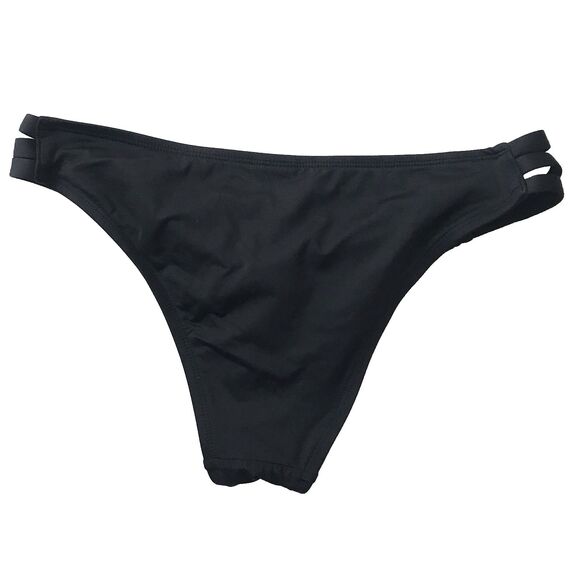 Mossimo Hipster Bikini Bottom Womens Size M Black Triple Ladder Sides Beach Pool - Picture 2 of 7